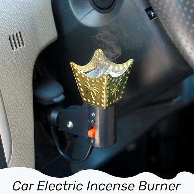 Car Incense Burner Metal Body - With 2 free premium bakhoor(Fragrances)