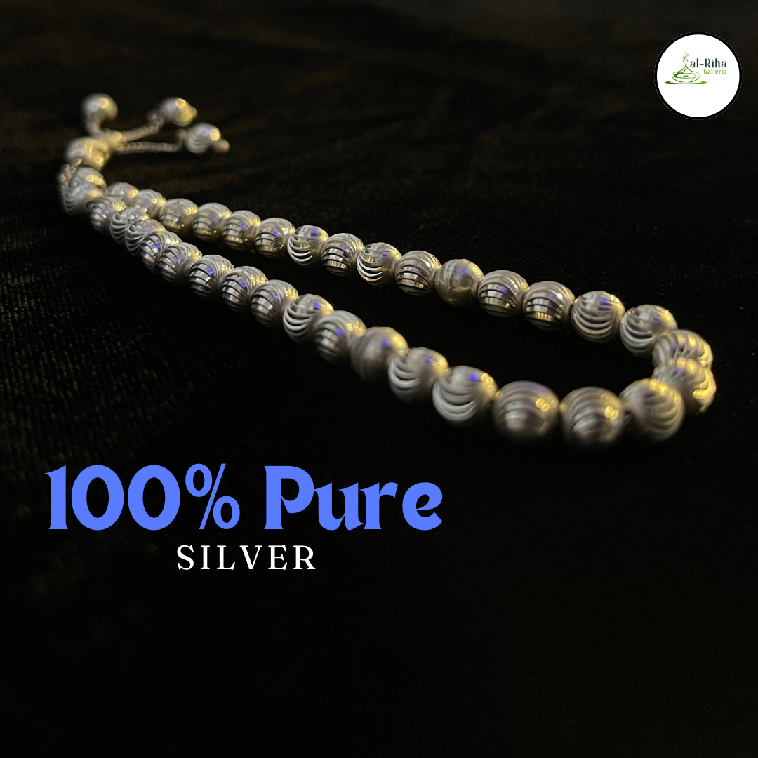 Al Riha's Silver Tasbih (Pure Chandi) | With Free Gift Box Packing