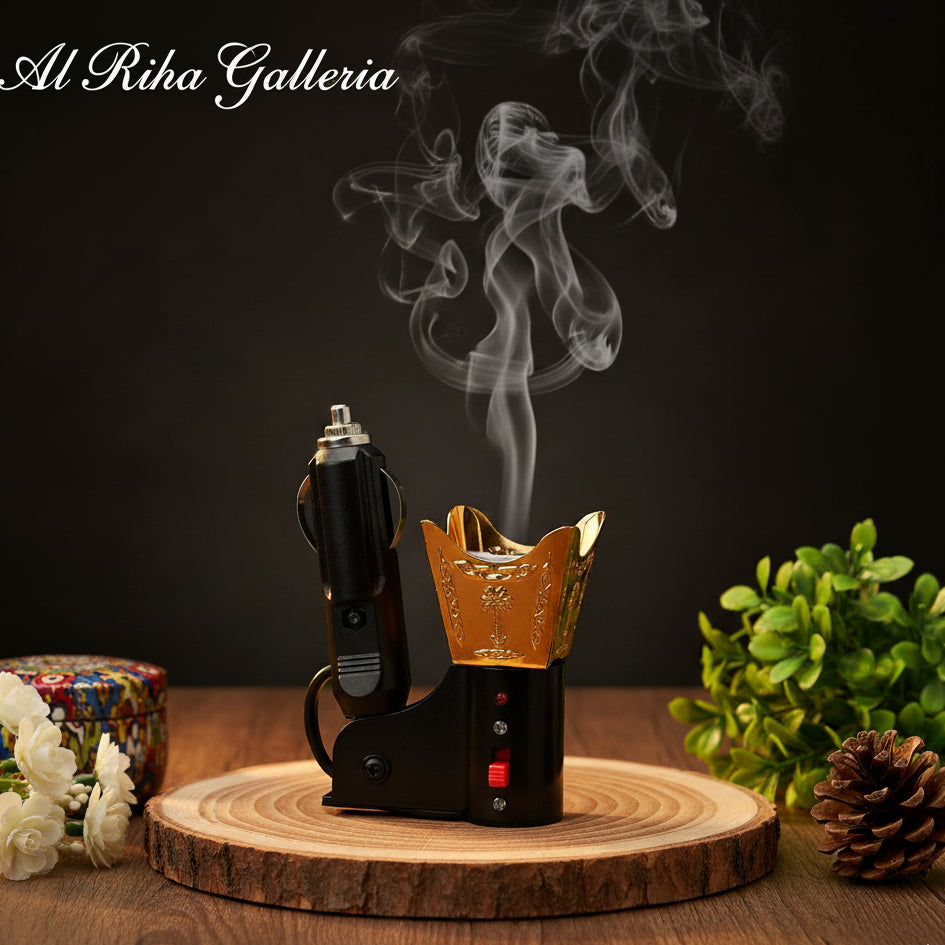 Car Incense Burner Metal Body - With 2 free premium bakhoor(Fragrances)